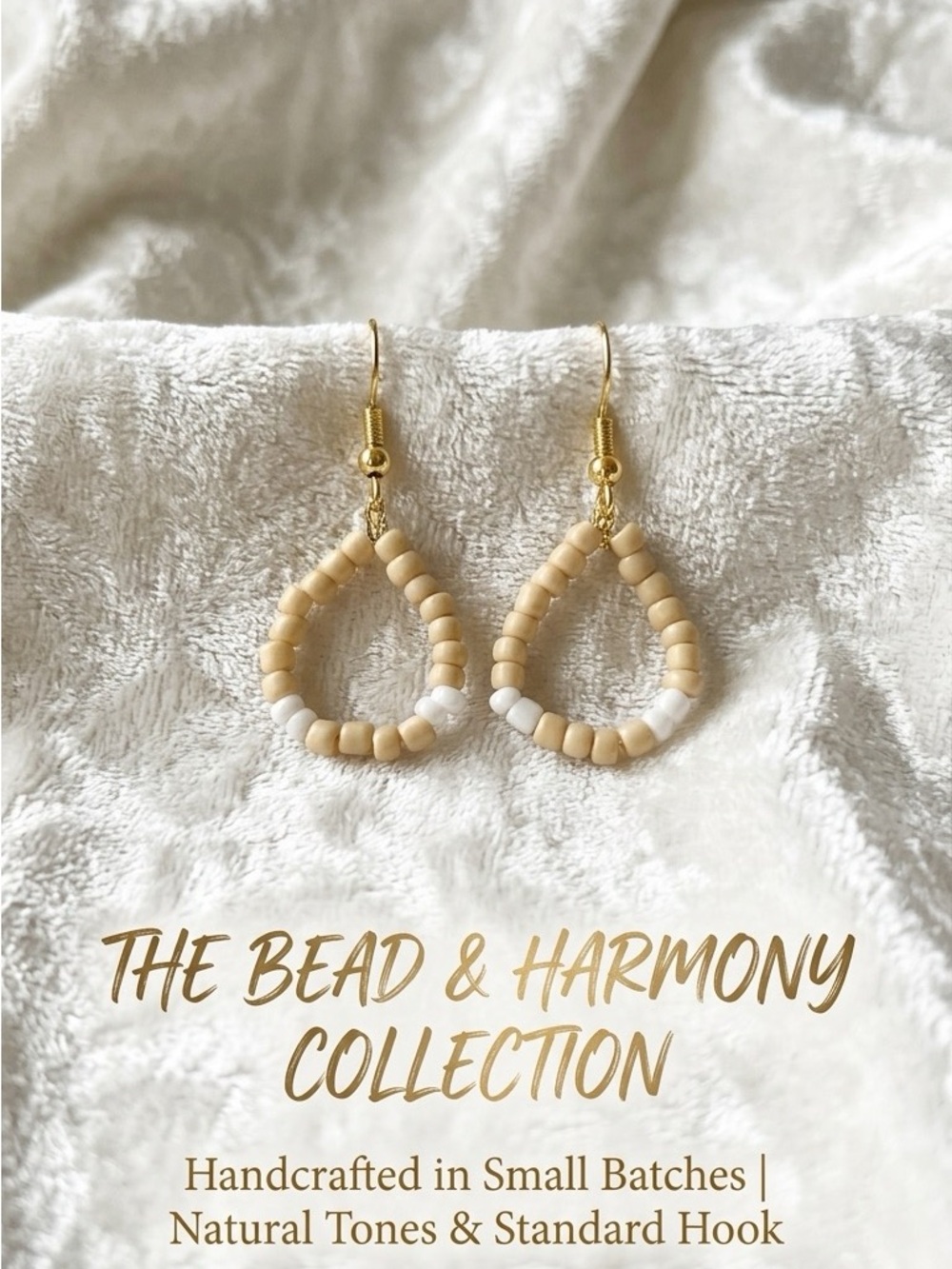 ❤️ Exquisite Beige Beaded Teardrop Earrings